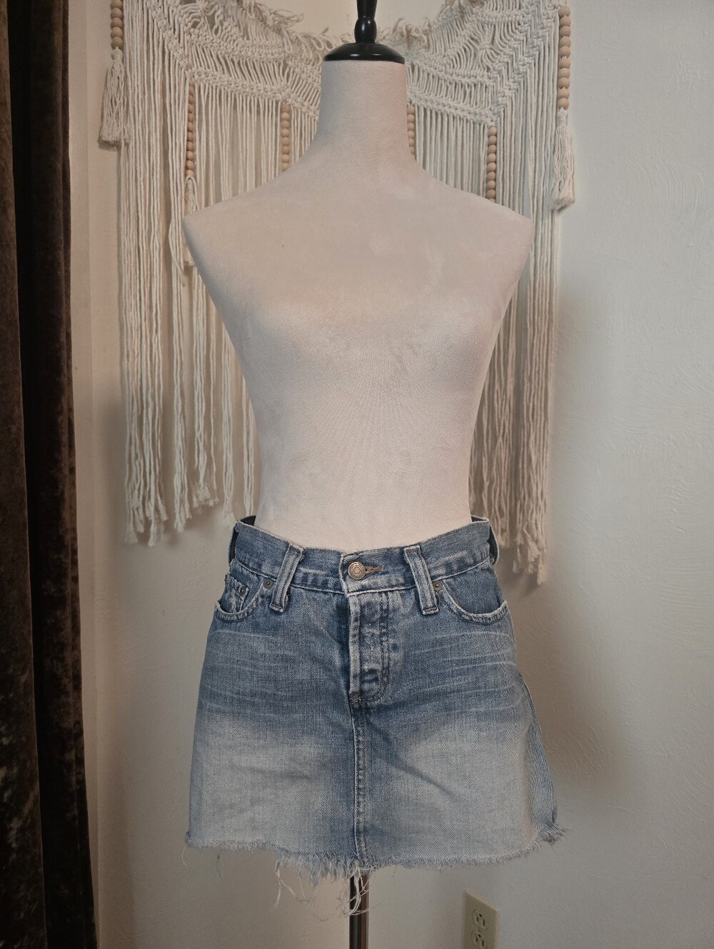 Abrcombie & Fitch Light Blue Distressed Denim Mini Skirt